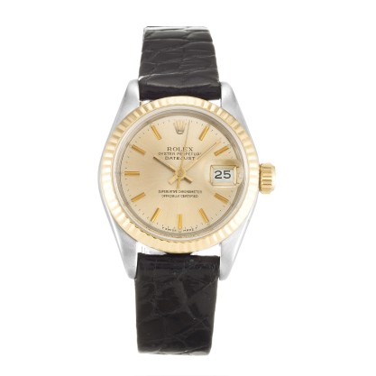 Best AAA Champagne Baton Dial Replica Rolex Datejust Lady 69173-26 MM