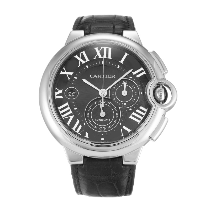 Best AAA Black Roman Numeral Dial Replica Cartier Ballon Bleu W6920052-47 MM