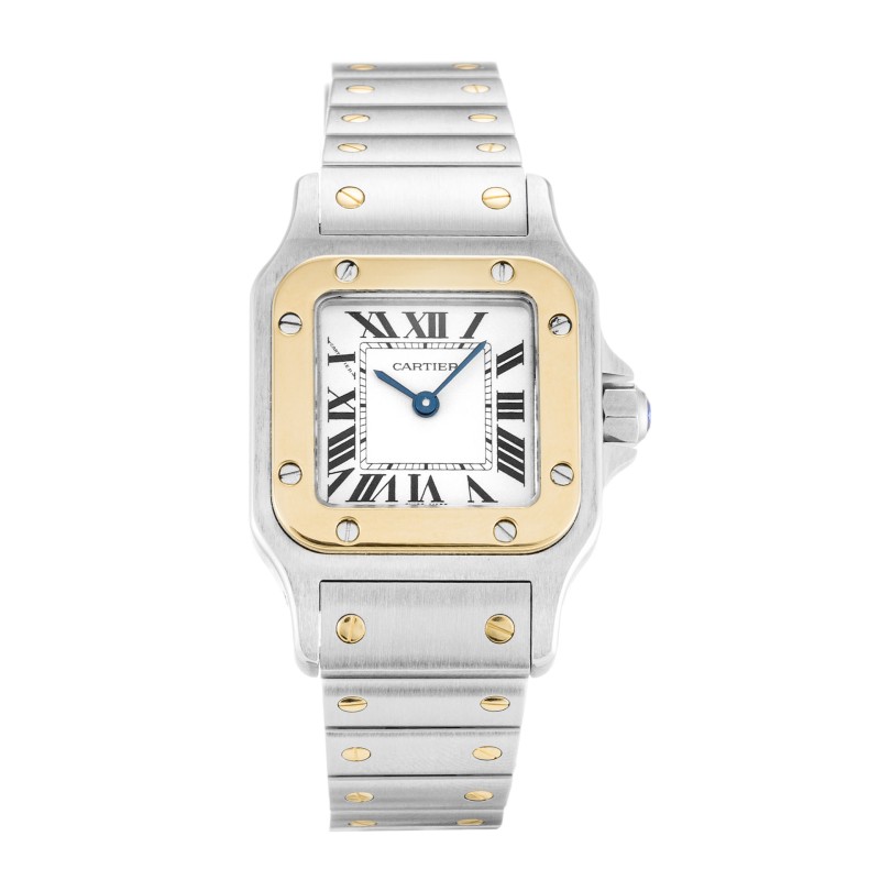 Best AAA Silver Roman Numeral Dial Women 24 MM Replica Cartier Santos W20012C4-24 MM