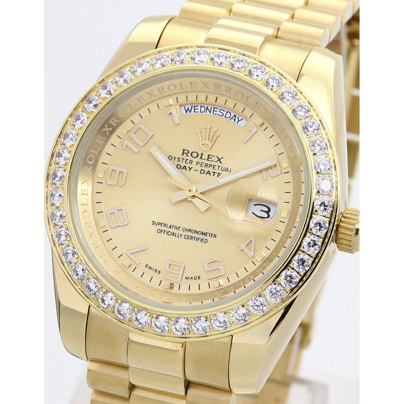 Best AAA Champagne Arabic Dial Replica Rolex Day-Date II 218348-41 MM