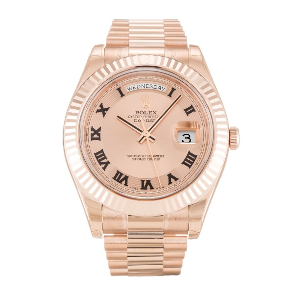 Best AAA Rose Roman Numeral Dial Replica Rolex Day-Date II 218235-41 MM