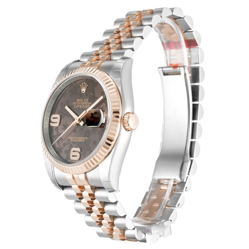 Best AAA Chocolate Floral Diamond Dial Replica Rolex Datejust 116231-36 MM