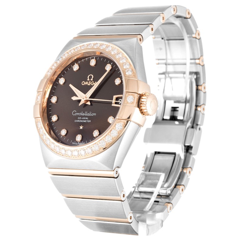 Best AAA Brown Diamon Dial Replica Omega Constellation Chronometer 123.25.38.21.63.001-38 MM