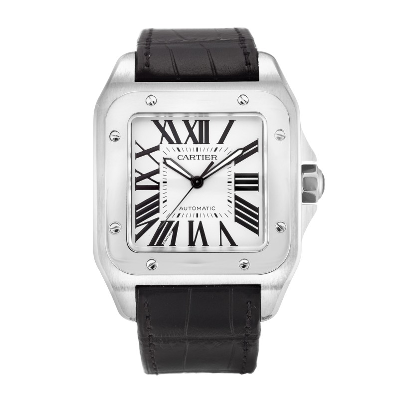 Best AAA Silver Roman Numeral Dial Replica Cartier Santos 100 W20073X8-38 MM