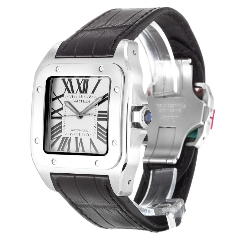 Best AAA Silver Roman Numeral Dial Replica Cartier Santos 100 W20073X8-38 MM