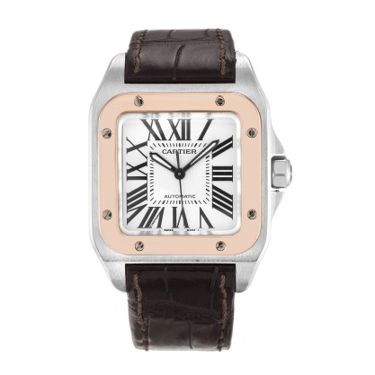 Best AAA Silver Roman Numeral Dial Replica Cartier Santos 100 W20107X7-33 MM