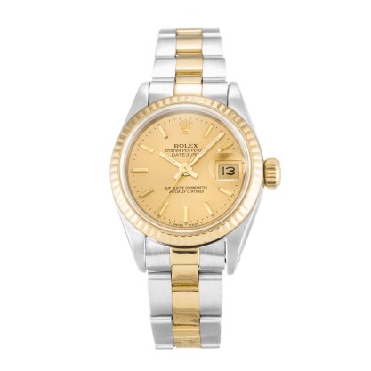 Best AAA Champagne Baton Dial Replica Rolex Datejust Lady 69173-26 MM