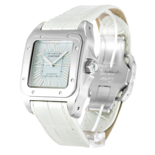 Best AAA Mother of Pearl - Green Dial Replica Cartier Santos 100 W20132X8-32 MM