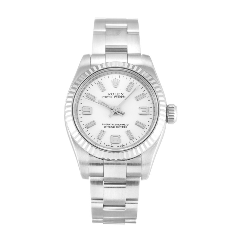 Best AAA White Quarter Arabic Dial 26 MM Wiomen Replica Rolex Lady Oyster Perpetual 176234-26 MM