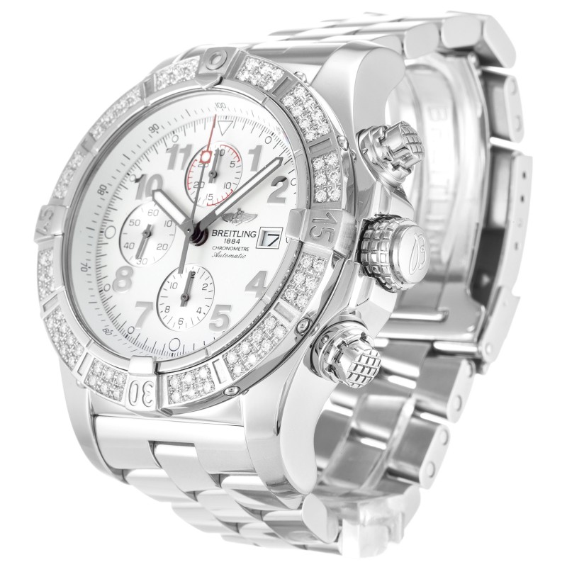 Best AAA White Arabic Dial Replica Breitling Super Avenger A13370-48.4 MM