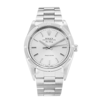 Best AAA Silver Baton Dial Replica Rolex Air-King 14010M-34 MM