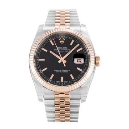 Best AAA Black Baton Dial Replica Rolex Datejust 116231-36 MM