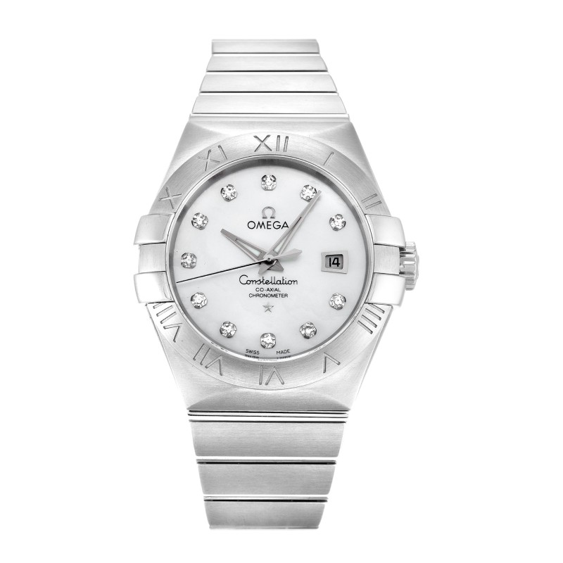 Best AAA Mother of Pearl - White Diamond Dial Replica Omega Constellation Chronometer Ladies 123.10.31.20.55.0-31 MM