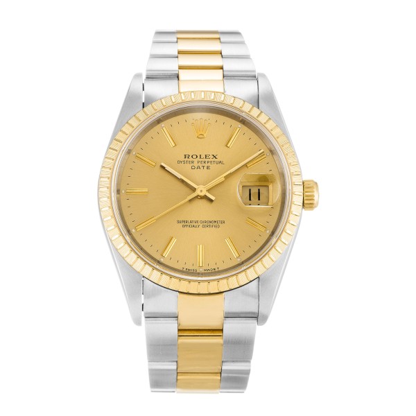 Best AAA Champagne Baton Dial 34 MM Replica Rolex Oyster Perpetual Date 15223-34 MM