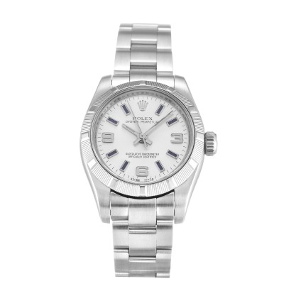 Best AAA Silver Quarter Arabic Dial Replica Rolex Lady Oyster Perpetual 176210-26 MM