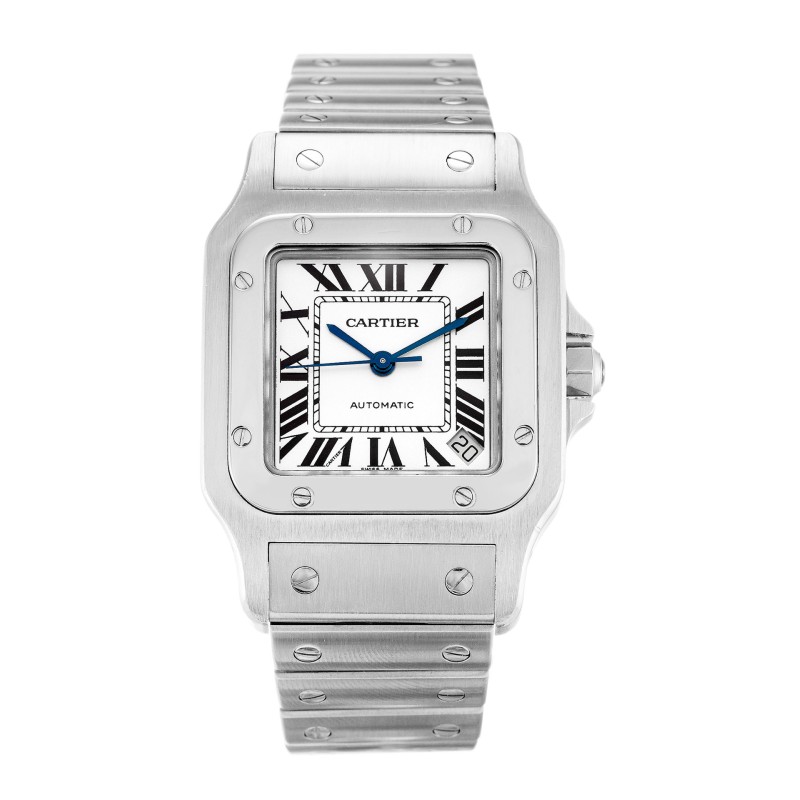 Best AAA Silver Roman Numeral Dial Replica Cartier Santos W20098D6-45 MM