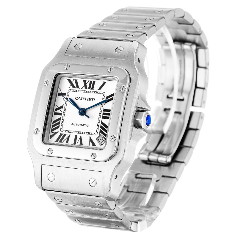 Best AAA Silver Roman Numeral Dial Replica Cartier Santos W20098D6-45 MM