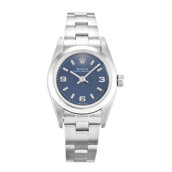 Best AAA Blue Quarter Arabic Dial Replica Rolex Lady Oyster Perpetual 76080-24 MM