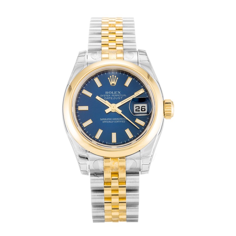 Best AAA Blue Baton Dial Replica Rolex Datejust Lady 179163-26 MM