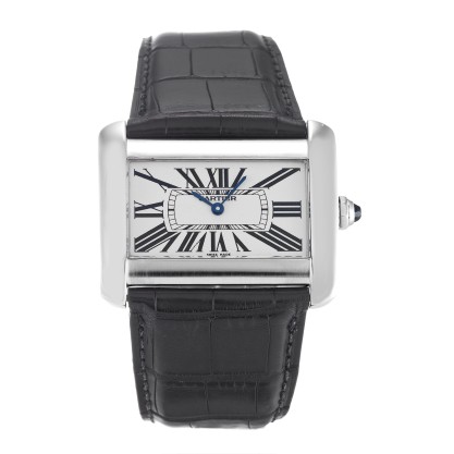 Best AAA Silver Roman Numeral Dial Replica Cartier Tank Divan W6300655-38 MM