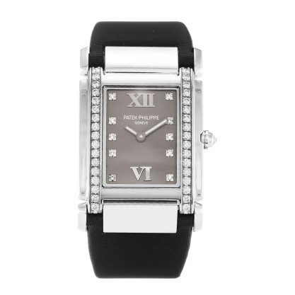 Best AAA Grey Diamond Dial Replica Patek Philippe Twenty-4 4920G-25 MM