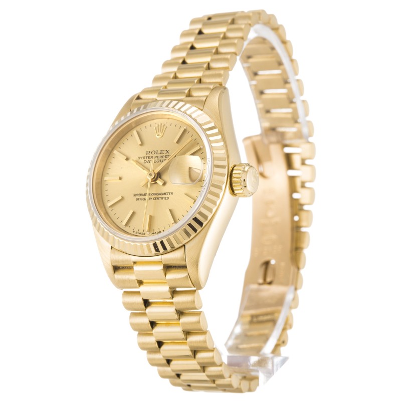 Best AAA Champagne Baton Dial Replica Rolex Datejust Lady 69178-26 MM