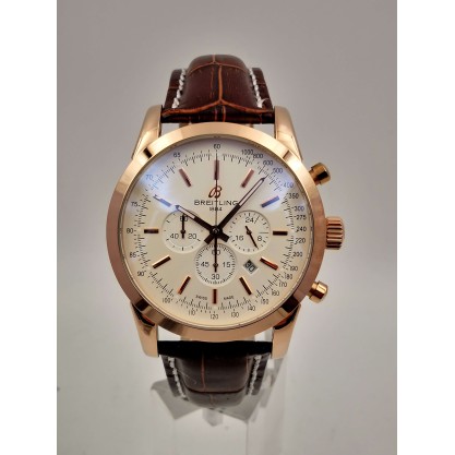 Best AAA Rose Gold & Silver Dial Replica Breitling Transocean Chronograph RB0152-43 MM