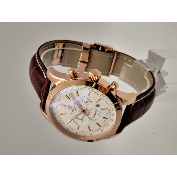 Best AAA Rose Gold & Silver Dial Replica Breitling Transocean Chronograph RB0152-43 MM