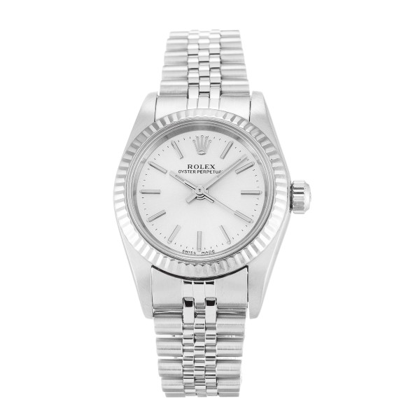 Best AAA Silver Baton Dial 26 MM Women Replica Rolex Lady Oyster Perpetual 76094-26 MM