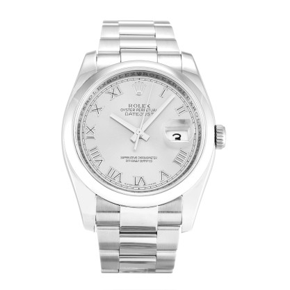 Best AAA Silver Roman Numeral Dial Replica Rolex Datejust 116200-36 MM