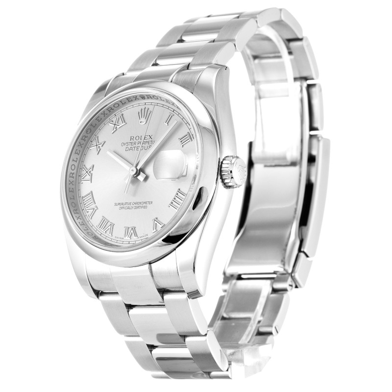 Best AAA Silver Roman Numeral Dial Replica Rolex Datejust 116200-36 MM