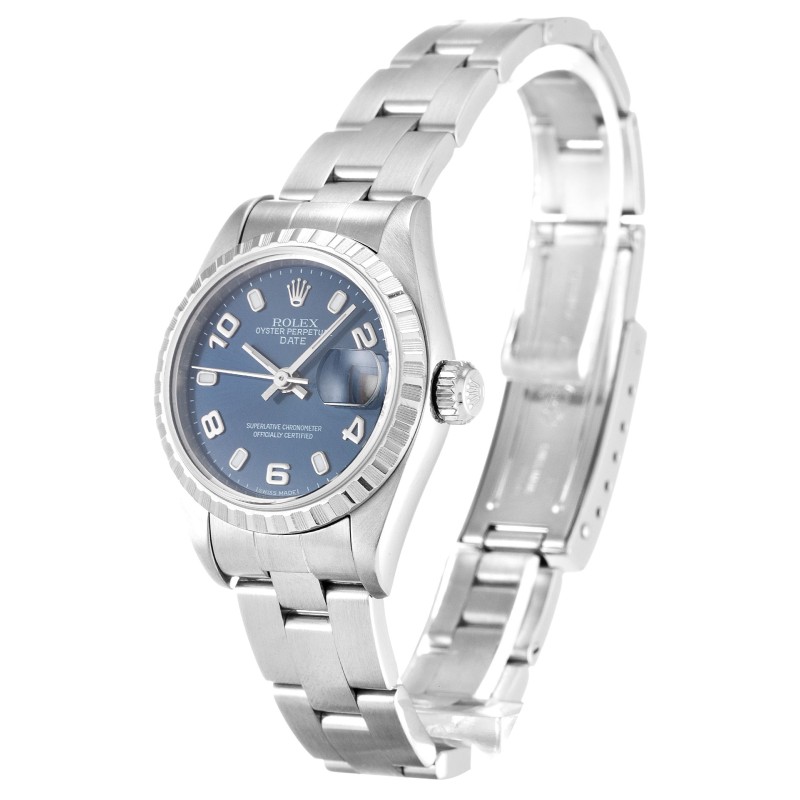 Best AAA Blue Quarter Arabic Dial Replica Rolex Lady Oyster Perpetual 79240-26 MM