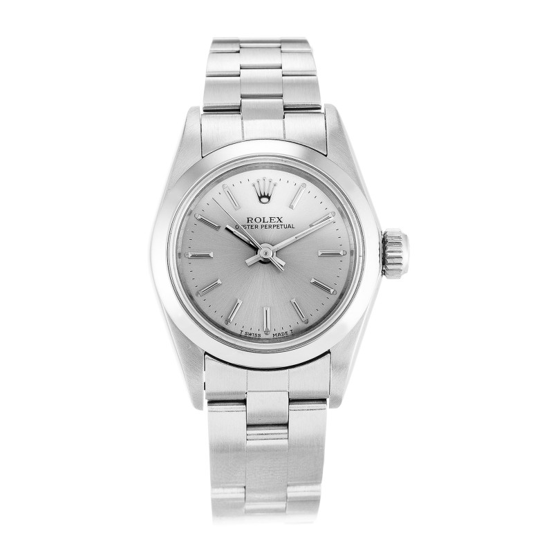 Best AAA Silver Baton Dial Replica Rolex Lady Oyster Perpetual 67180-26 MM