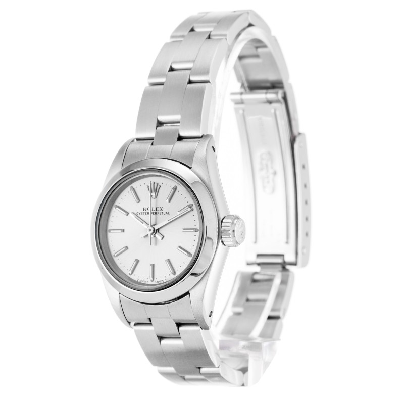 Best AAA Silver Baton Dial Replica Rolex Lady Oyster Perpetual 67180-26 MM