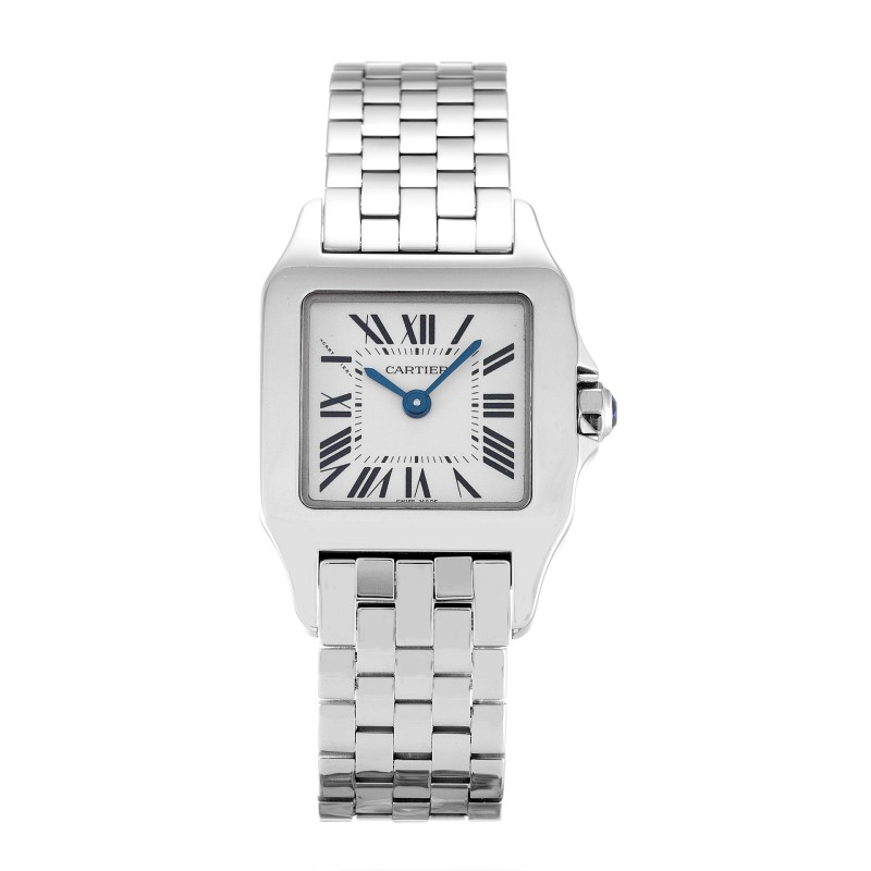 Best AAA Silver Roman Numeral Dial Replica Cartier Santos Demoiselle W25064Z5-20 MM