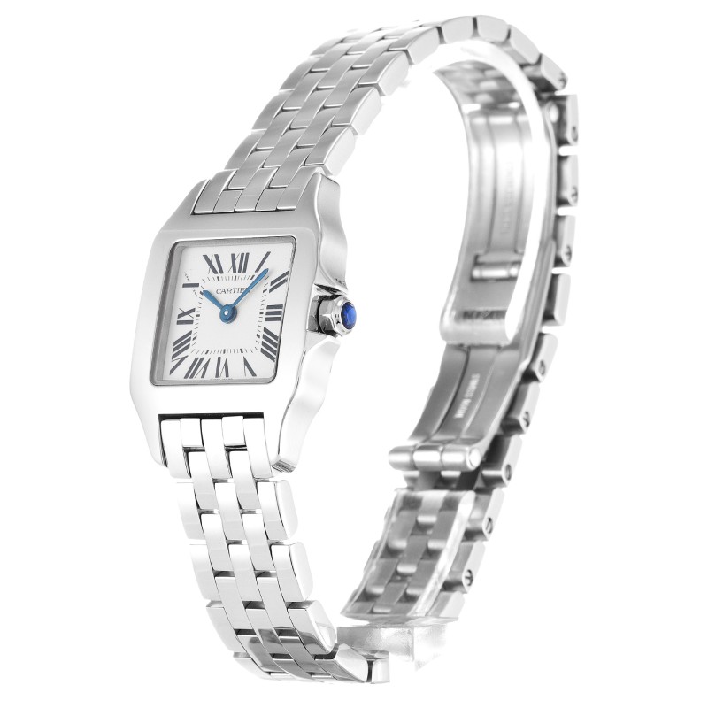 Best AAA Silver Roman Numeral Dial Replica Cartier Santos Demoiselle W25064Z5-20 MM