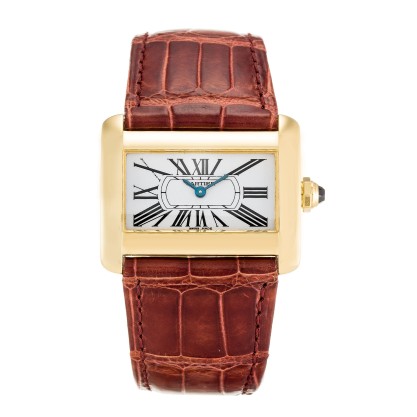 UK Best White Roman Numeral Dial Replica Cartier Tank Divan W6300356-32 MM