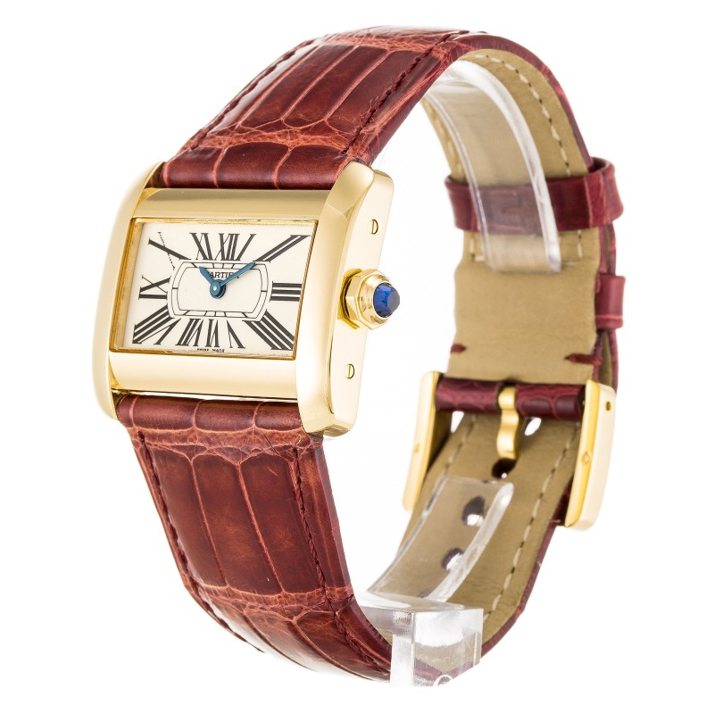 UK Best White Roman Numeral Dial Replica Cartier Tank Divan W6300356-32 MM