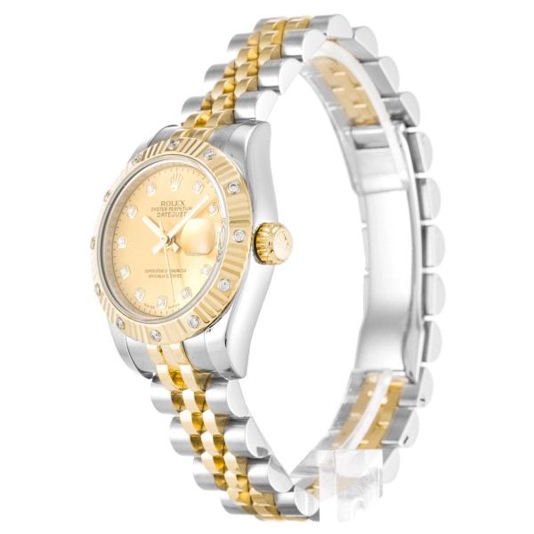 Best AAA Champagne Goldust Diamond Dial Replica Rolex Datejust Lady 179313-26 MM