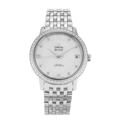 Best AAA Mother of Pearl - White Diamond Dial Replica Omega De Ville Prestige 424.15.33.20.55.001-32 MM