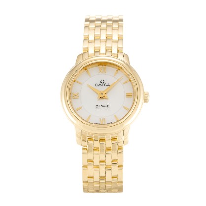 Best AAA Mother of Pearl - White Roman Numeral Dial Replica Omega De Ville Prestige 424.50.24.60.05.001-23 MM