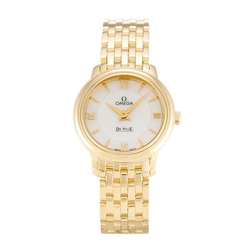 Best AAA Mother of Pearl - White Roman Numeral Dial Replica Omega De Ville Prestige 424.50.24.60.05.001-23 MM