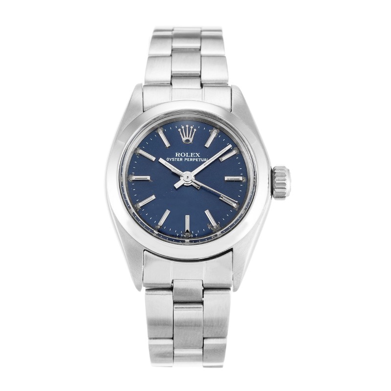 Best AAA Blue Baton Dial Replica Rolex Lady Oyster Perpetual 6718-26 MM