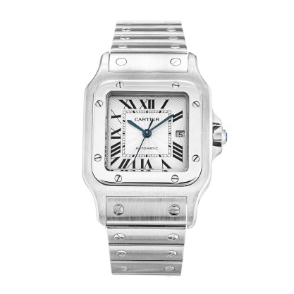 Best AAA Silver Roman Numeral Dial Replica Cartier Santos W20055D6-29 MM