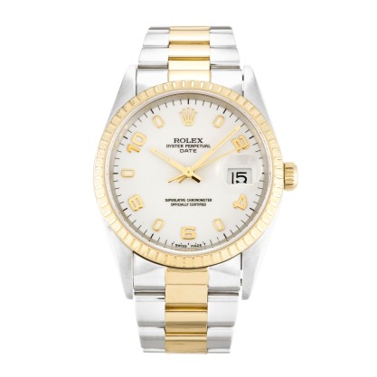 Best AAA White Arabic Dial 34 MM Replica Rolex Oyster Perpetual Date 15223-34 MM