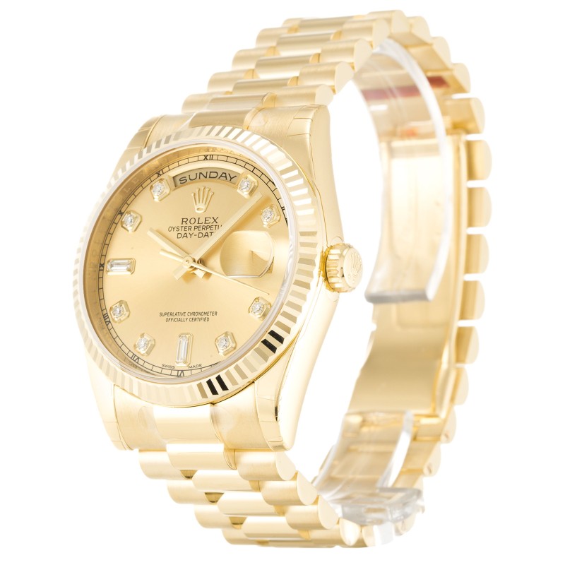 Best AAA Champagne Diamond Dial Replica Rolex Day-Date 118238-36 MM