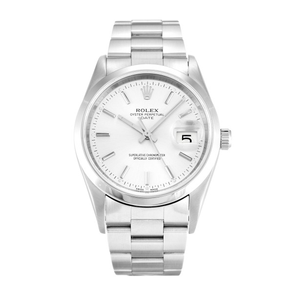 Best AAA Silver Baton Dial Replica Rolex Oyster Perpetual Date 15200-34 MM