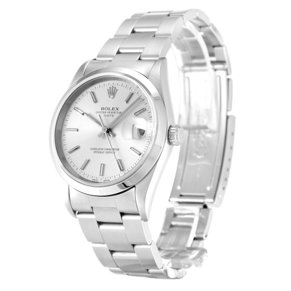 Best AAA Silver Baton Dial Replica Rolex Oyster Perpetual Date 15200-34 MM