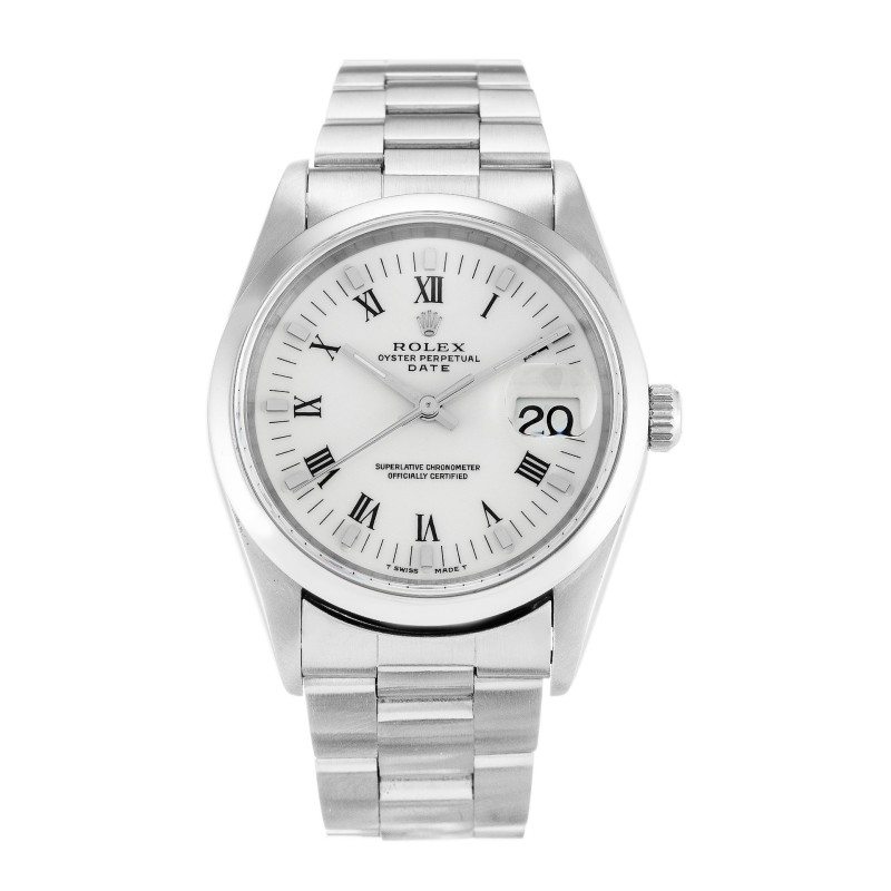 Best AAA White Roman Numeral Dial Replica Rolex Oyster Perpetual Date 15200-34 MM