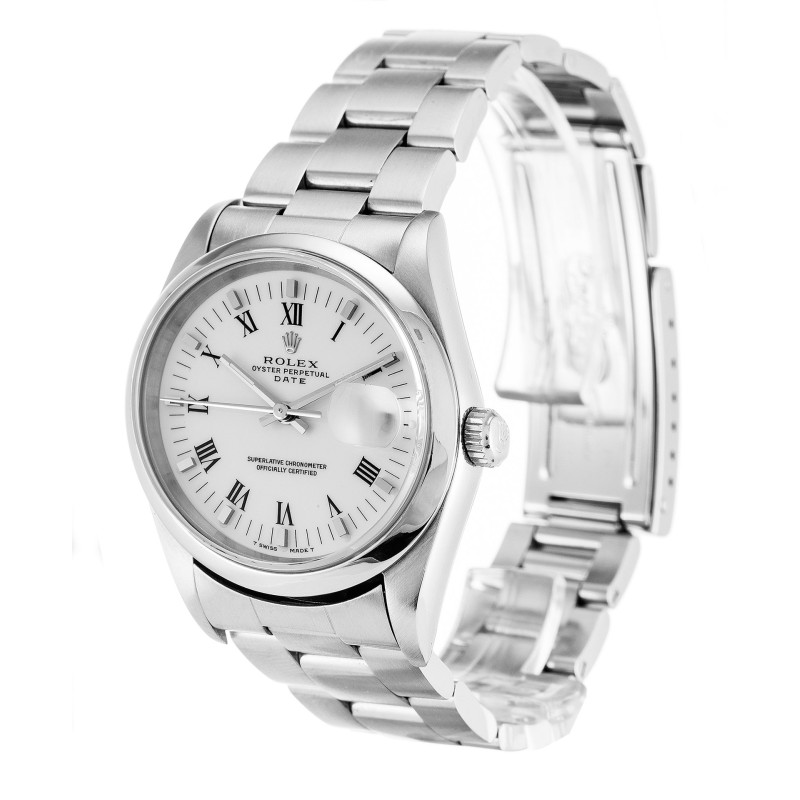 Best AAA White Roman Numeral Dial Replica Rolex Oyster Perpetual Date 15200-34 MM